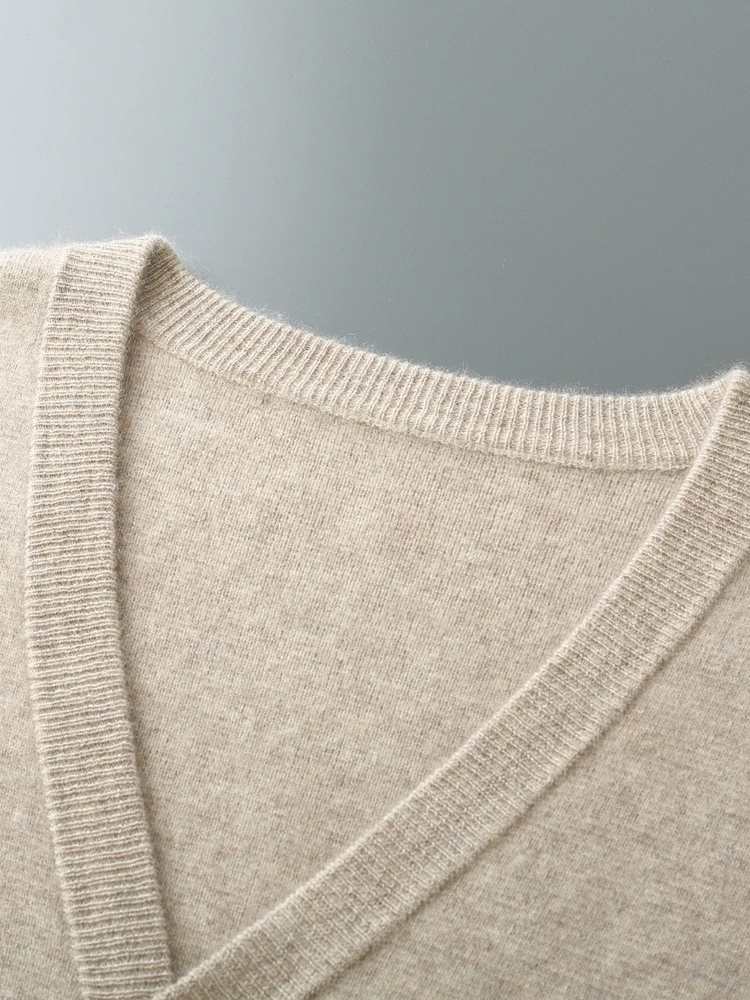 

Men's V-Neck Sweater 100% Australia Merino Wool 2025 New Arriva Autumn Winter Thickened Button Style Business Casual Coat Tops