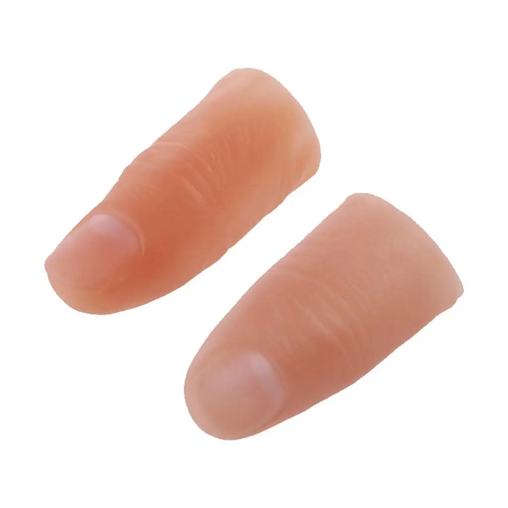 2Pcs Funny Thumb Tip Finger Trick Joke Toy Supply Soft Props