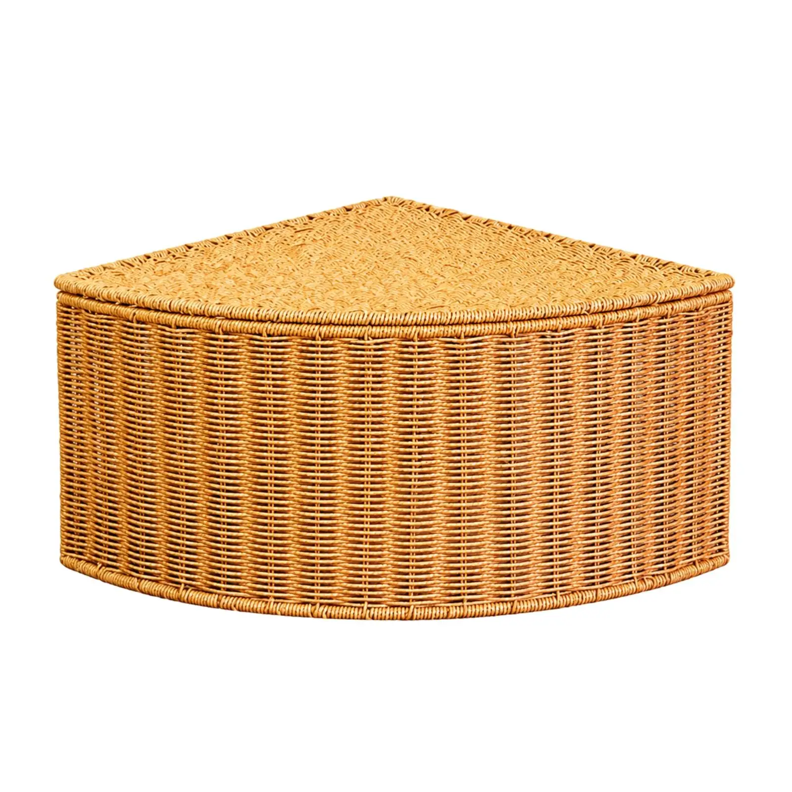 Corner Storage Organizer with Lid Braided Rattan Basket for Living Room Bedroom Closet Plastic Container Box for Toys Linens