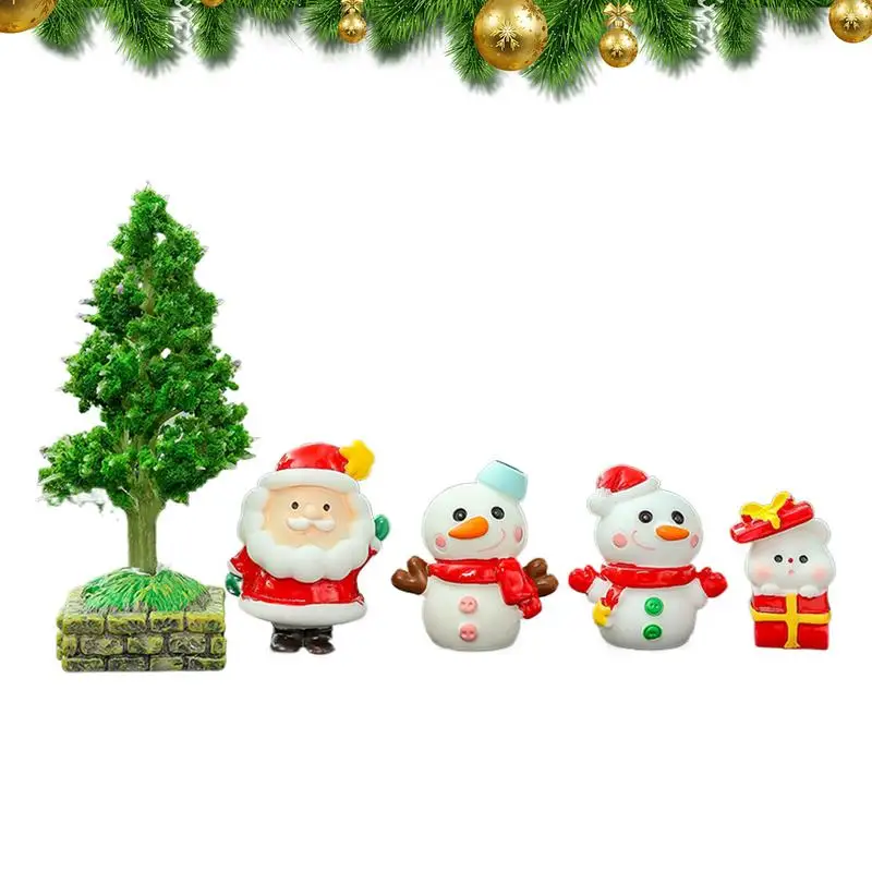 Miniature Christmas Statue 5X Christmas Theme Resin Miniature Decoration Christmas Ornaments for Winter New Year Doll House