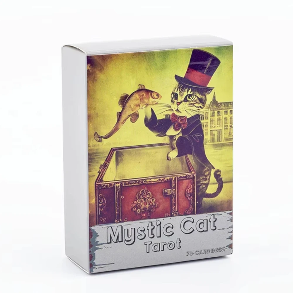 

Мистическая колода Таро с котом, 9*6,5 см, 78 шт., винтажные карты Таро с мультяшным котом, портативный размер