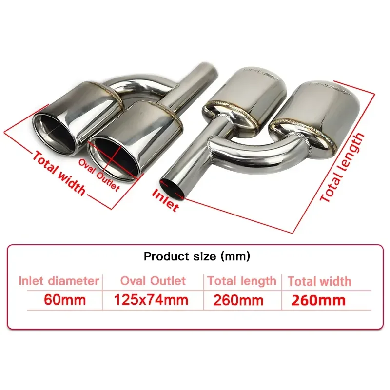 Factory Export 1 Pair Stainless Steel H-Type Exhaust Tip W204C-Class Muffler Four-Out Tail Nozzle Modification Logo