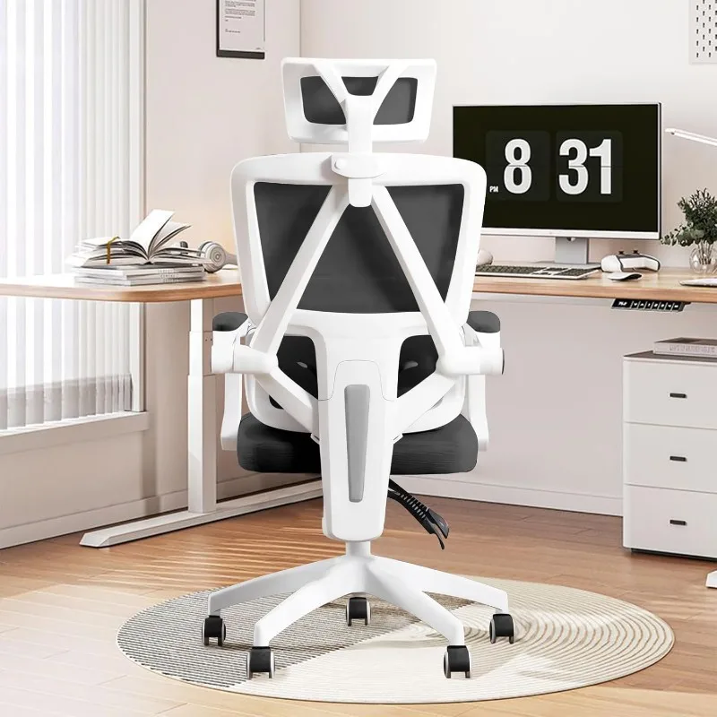 Silla ergonómica de oficina en casa, sillas giratorias de trabajo con ruedas, silla para juegos con respaldo de malla transpirable, silla para juegos con reposacabezas ajustable