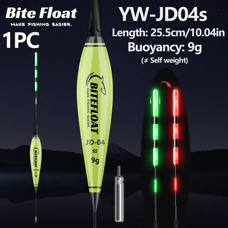 1/2 Stück Nacht-Smart-Angelköder mit LED-Licht, Bissanzeiger, Farbwechsel-Band, CR425 Batterie 5-20g Smart Float
