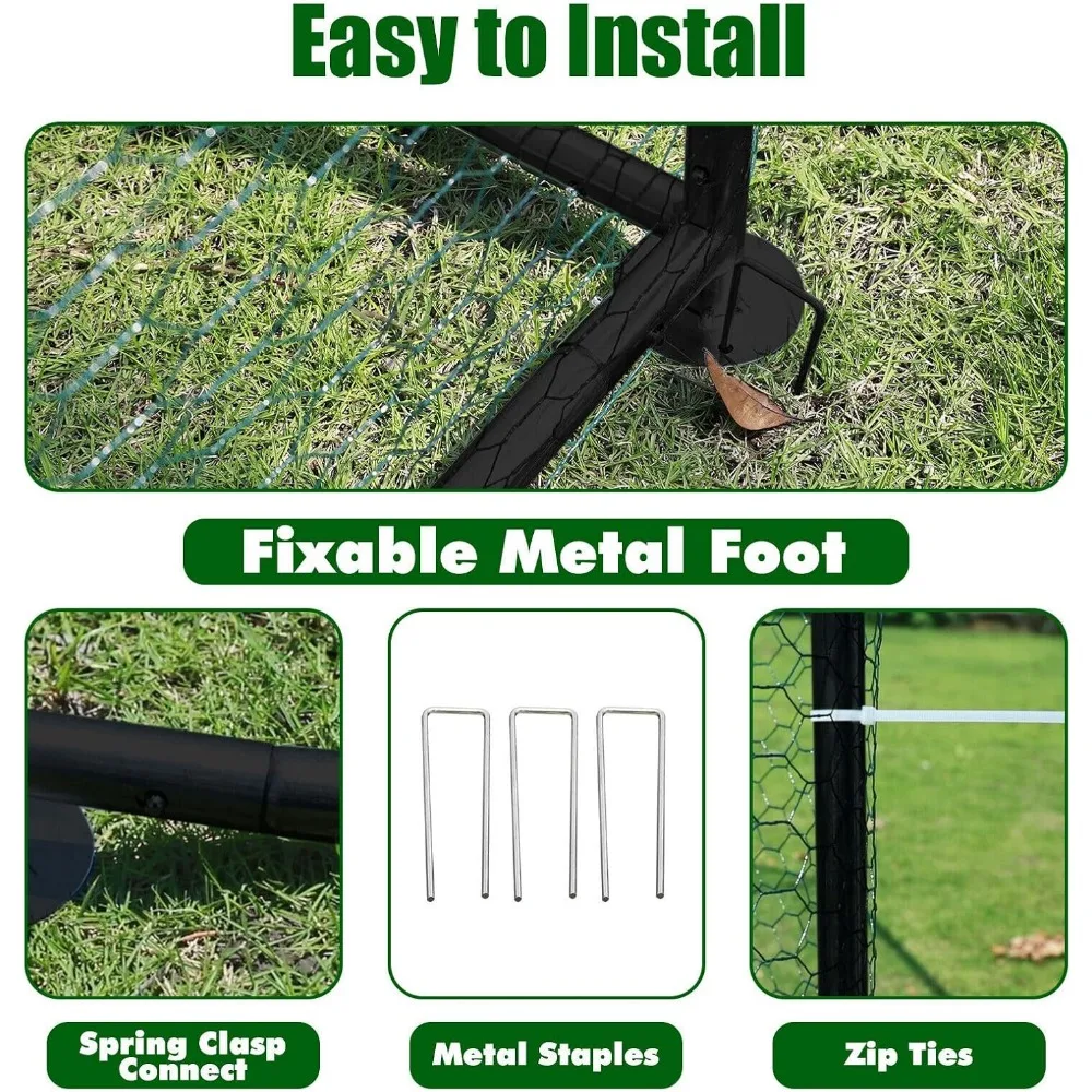 Pollo grande de metal de 10 pies con paseo, cubierta impermeable para aves de corral, adecuada para gallinas, conejos y animales de granja