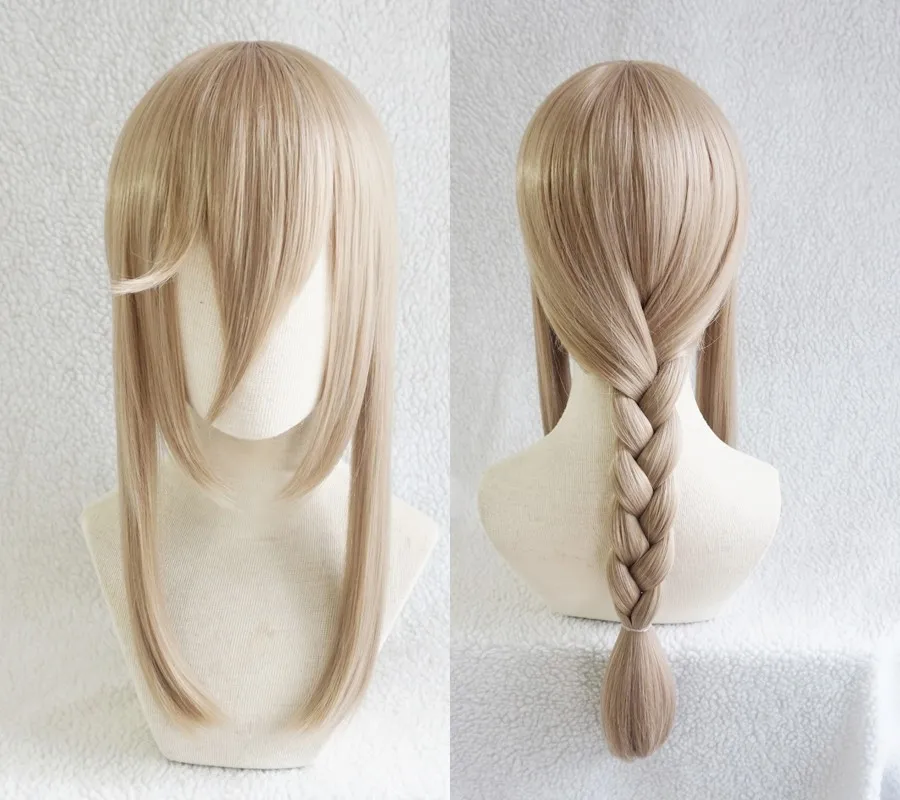 

Парик для косплея Aponia из аниме «Honkai Impact 3», смешанные светлые и серые синтетические волосы длиной 60 см с полной челкой