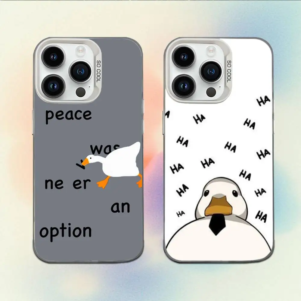 

Cute duck Phone Case For iPhone 16,15,14,13,12,11,Mini,Pro,E,MAX White Candy Matte Shockproof Cover