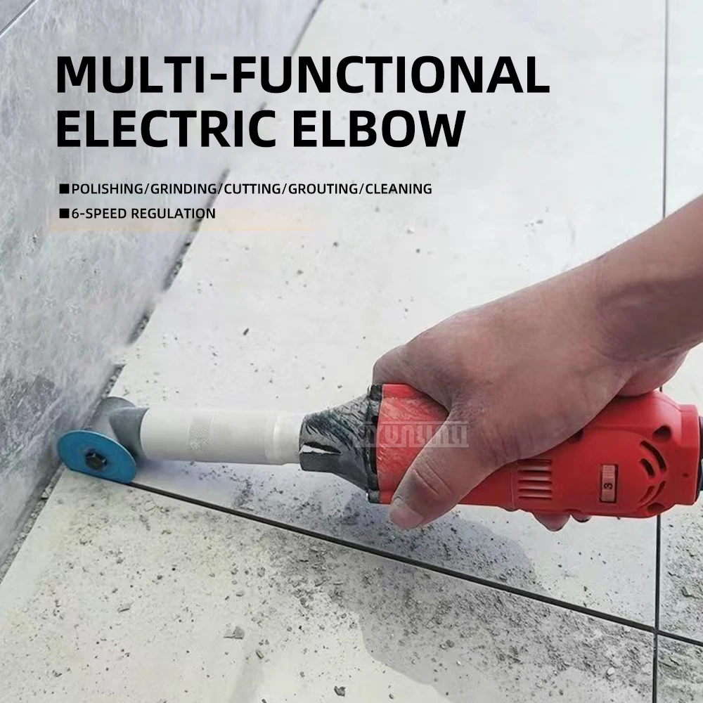 Multifunctional 90-Degree Elbow Electric Grout Cleaner, Polishing and Right-Angle Cutting Tool Compact Handheld Electric Grinder