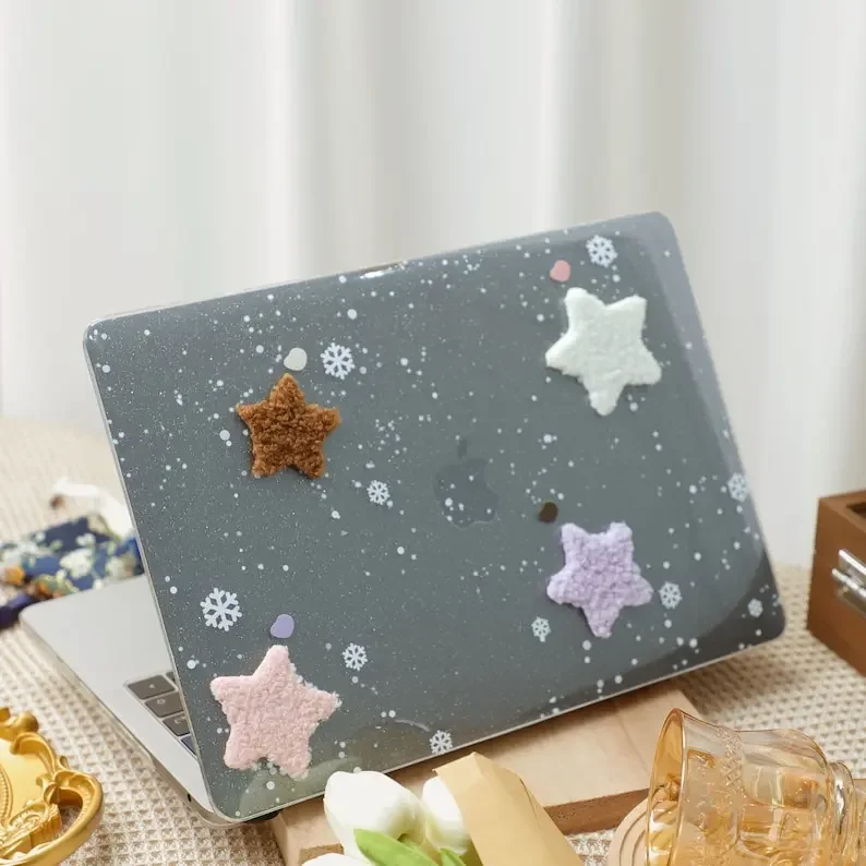 

Новый Блестящий Прозрачный чехол с пушистыми звездами для MacBook, Жесткий Чехол для ноутбука 13, 15, 16 дюймов для MacBook Air 13/Pro13, чехол