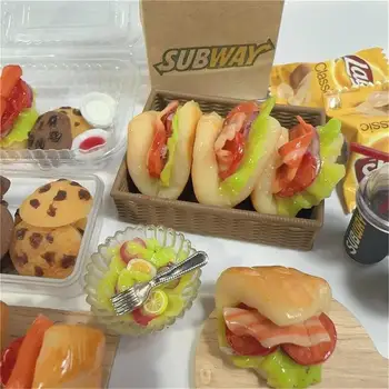 새로운 4 개/대 1/6 스케일 인형 집 미니어처 빵 커피 미니 패스트 푸드 바비 인형 Blyth OB11 BJD 인형 집 장난감 액세서리