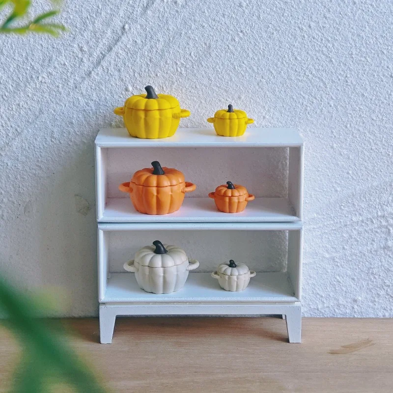 Olla de sopa de 1 pieza, mini olla de calabaza, escena de juguete de comida en miniatura, modelo de juguete, casa de muñecas, accesorios de Halloween