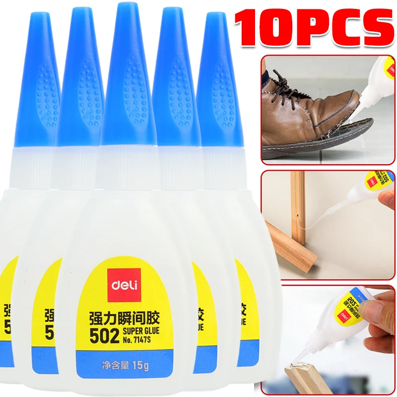 502 Strong Glue Quick-Drying Instant Cyanoacrylate Adhesive Glue for Leather Rubber Wood Metal Repair Office Bond Liquid Glue