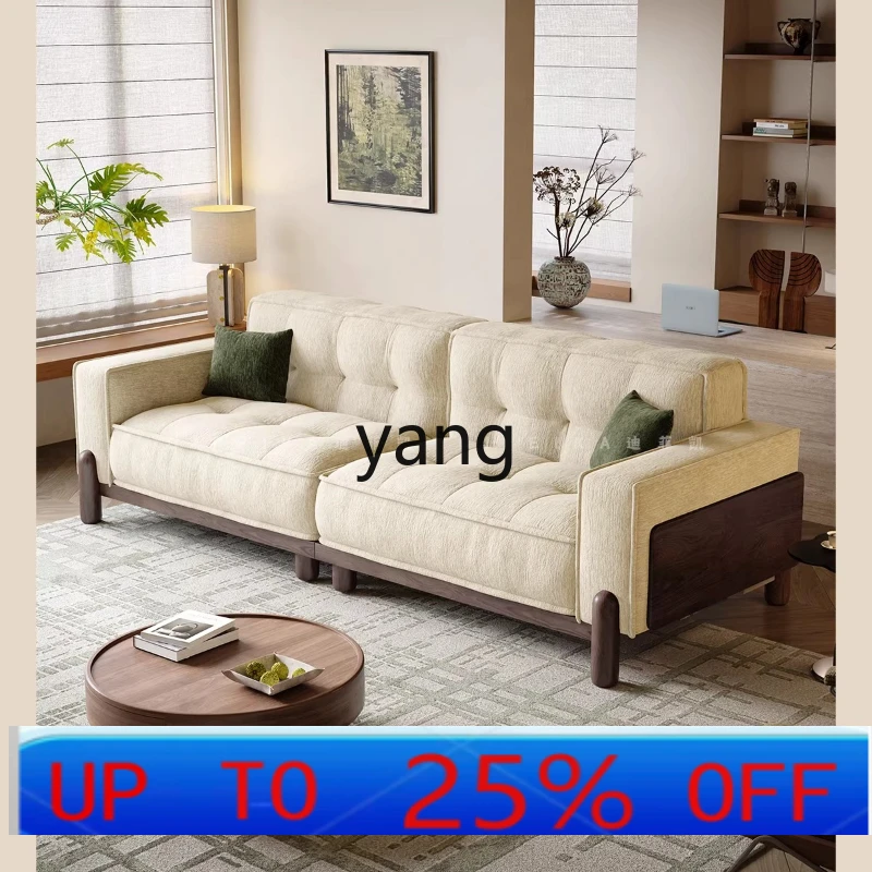 

LTT tofu block fabric sofa living room cream wind snow Neil straight row solid wood toast sofa