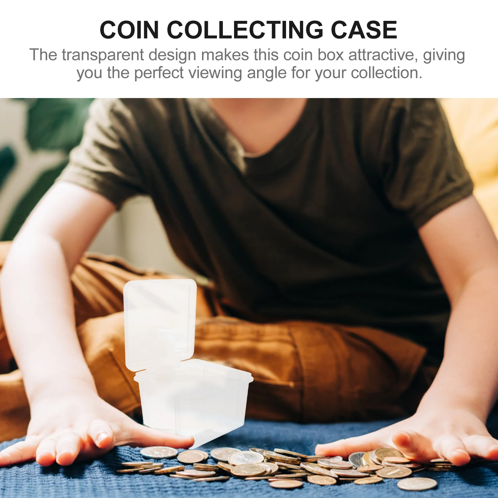 2Pcs Large Transparent Coin Holder Storage Box Square Protective Case Coin Collector Display Accessory Coins Holder