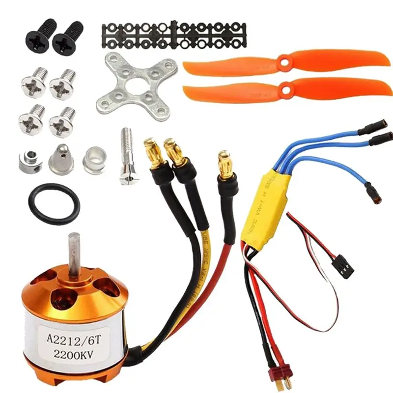 M51K-1Set Brushless Motor 2200Kv 30A Motor Speed Controller Yellow For Remote Control Drone Multi-Rotor Brushless Outer Rotor Mo