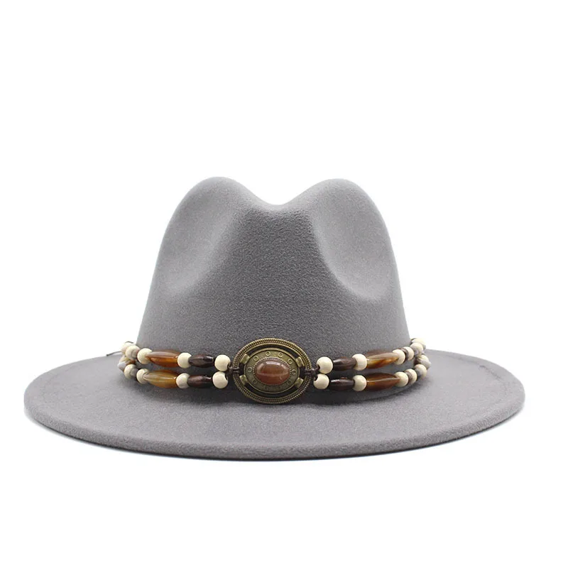 Fedora Hats for Women Men Wide Brim Thick Gold Chain Band Felted Hat Jazz Cap Winter Autumn Panama Red Luxury Hat Chapeau Femme