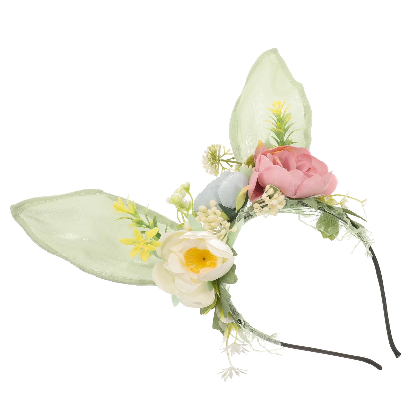 

Rabbit Ear Headband Sweet Children's Artificial Flower Outdoor Photo Baby Headwear Party Ears for Women Fabric Costumes
