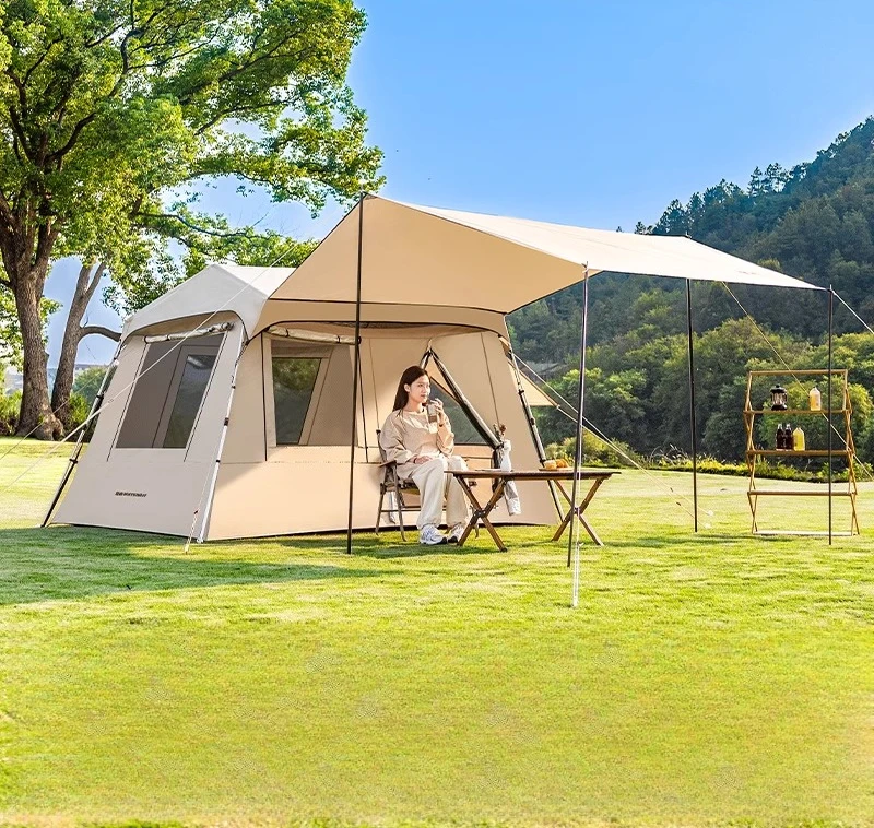 

Automatic quick-opening tent outdoor camping anti-rainstorm titanium glue sun protection two rooms