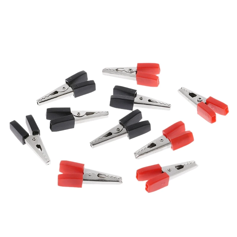 10X 34mm for Crocodile Clips Insulated Handles Red/Black Grips Wire Test Cl