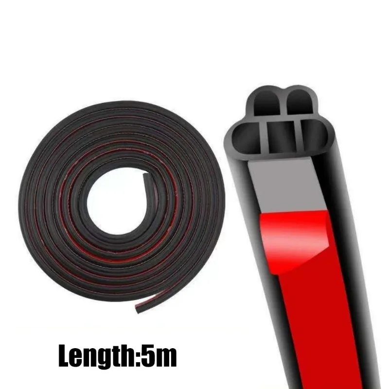 Car Door Rubber Seal Strips Auto Double Layer Sealing Stickers for Door Trunk Sound Insulation Weatherstrip Interior Accessories