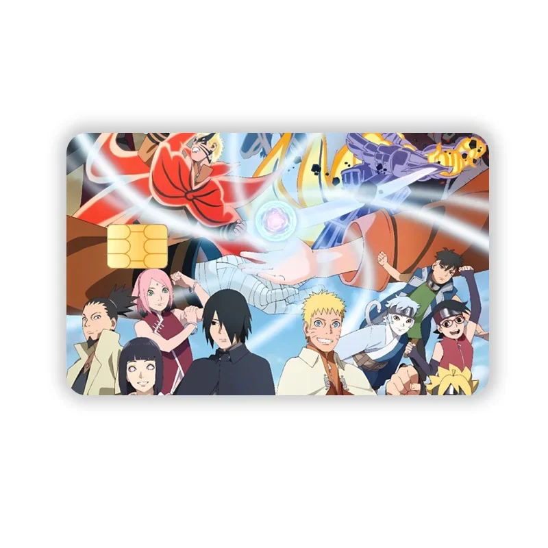 Pegatinas de piel de tarjeta de crédito de dibujos animados de Naruto, pegatina impermeable, decoración, película protectora de tarjeta de carga bancaria de débito