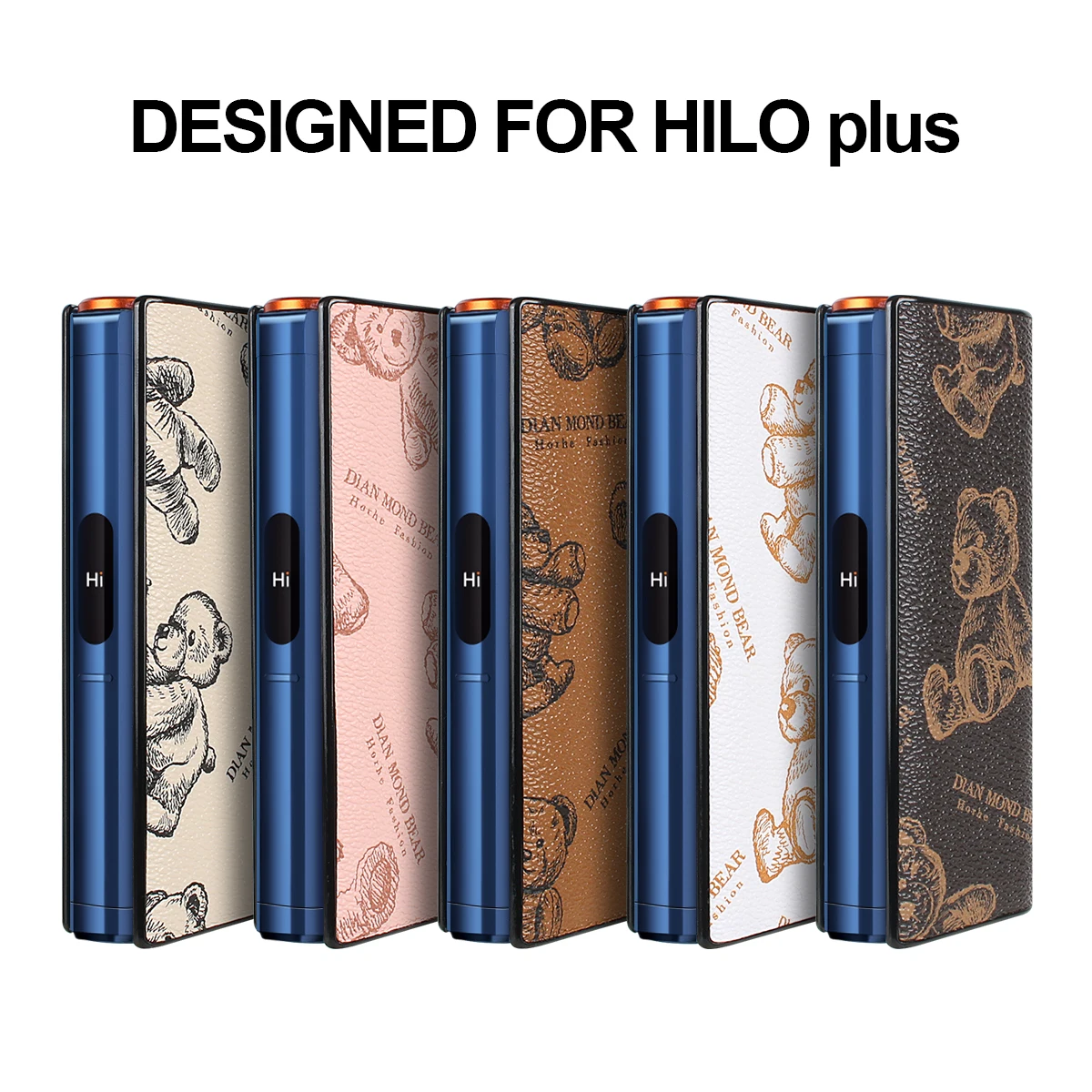 PU leather protective case suitable for HILO plus, featuring the bear pattern to protect electronic cigarette accessories. view 4