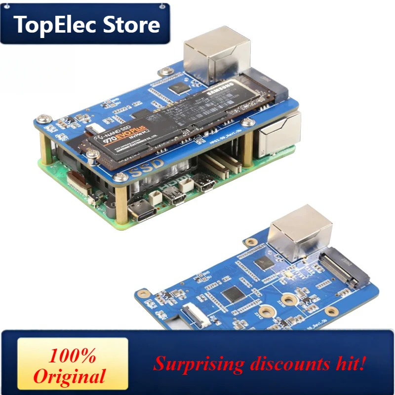 TopElec MPS2.5G Raspberry Pi 5 PCIe To NVME SSD and 2.5G Ethernet RJ45 HAT RTL8125 2280 2242 2230