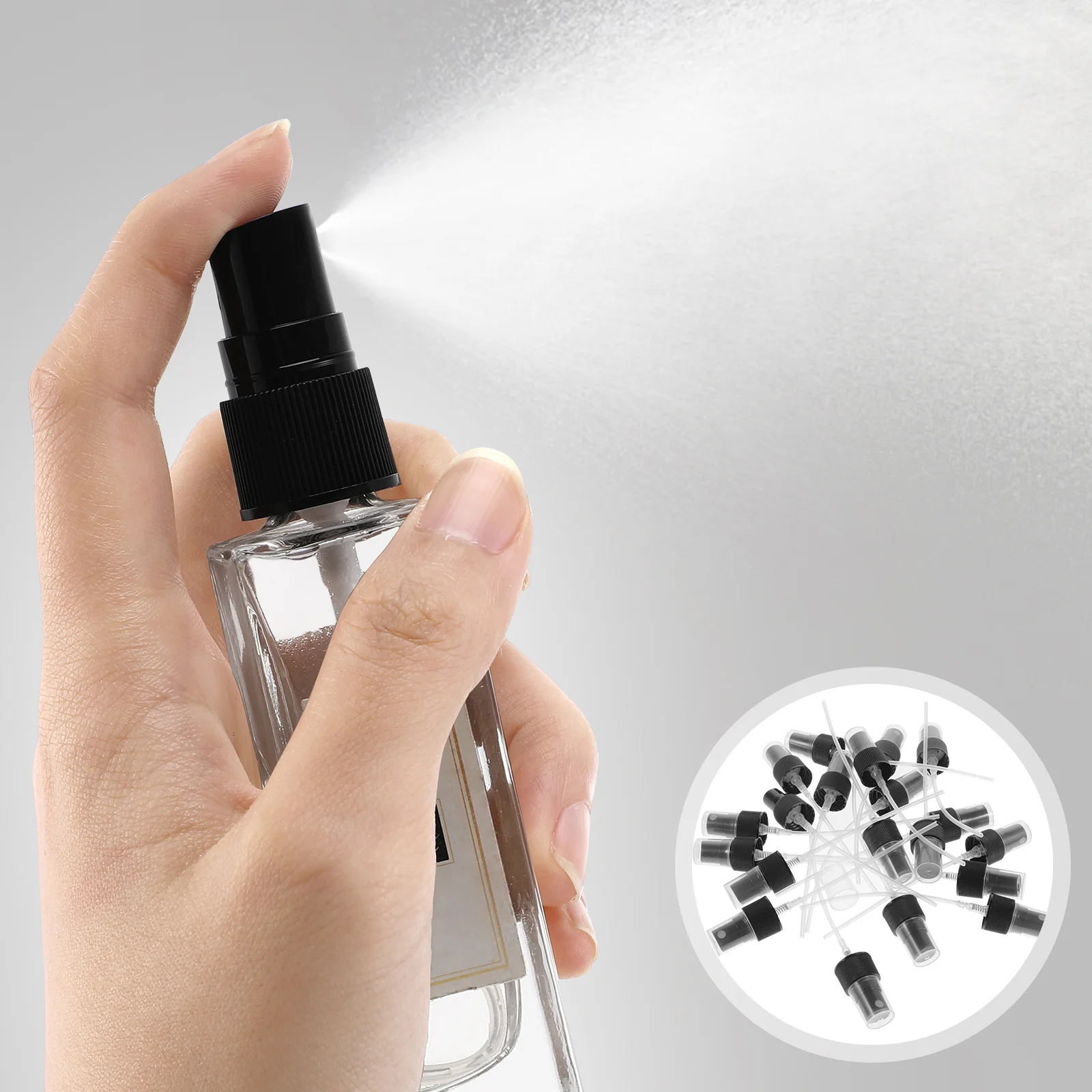 20 Pcs Spray Bottles Replacement Head Sparyer Accessories Perfume Sprayer Pump Black Travel