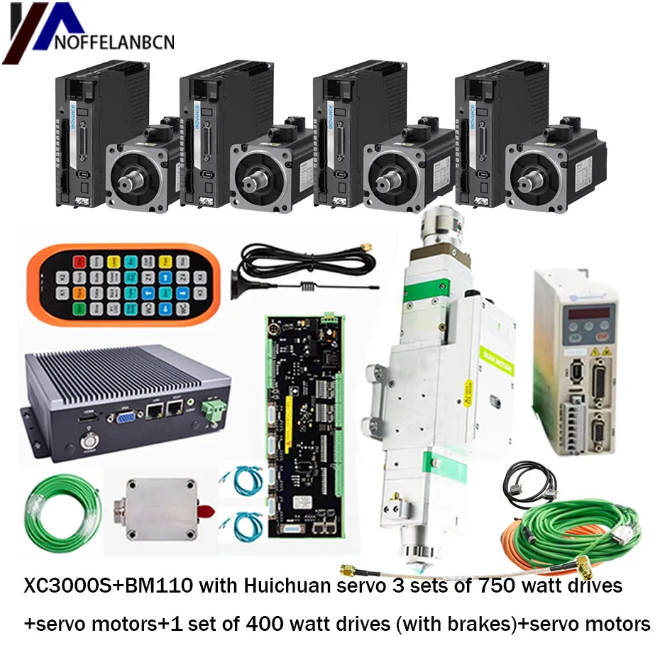 Raytools laser cutting control system XC3000S with BM110 automatic cutting head and Huichuan servo system 750 watt 400 watt brak