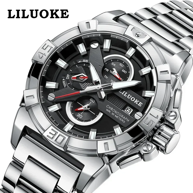 NUOVO orologio da uomo con cinturino in acciaio, orologio al quarzo da uomo impermeabile, orologio da uomo