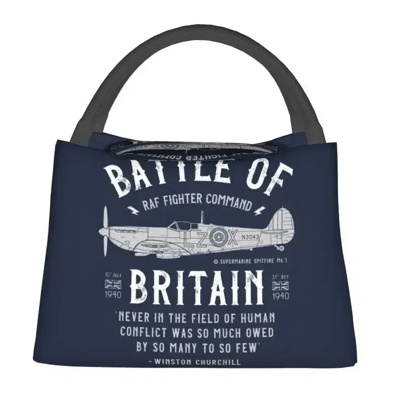 Battle Of Britain Insulated Lunch Bags for Women Supermarine Spitfire Fighter Pilot Aircraft Airplane Portable Food  Box