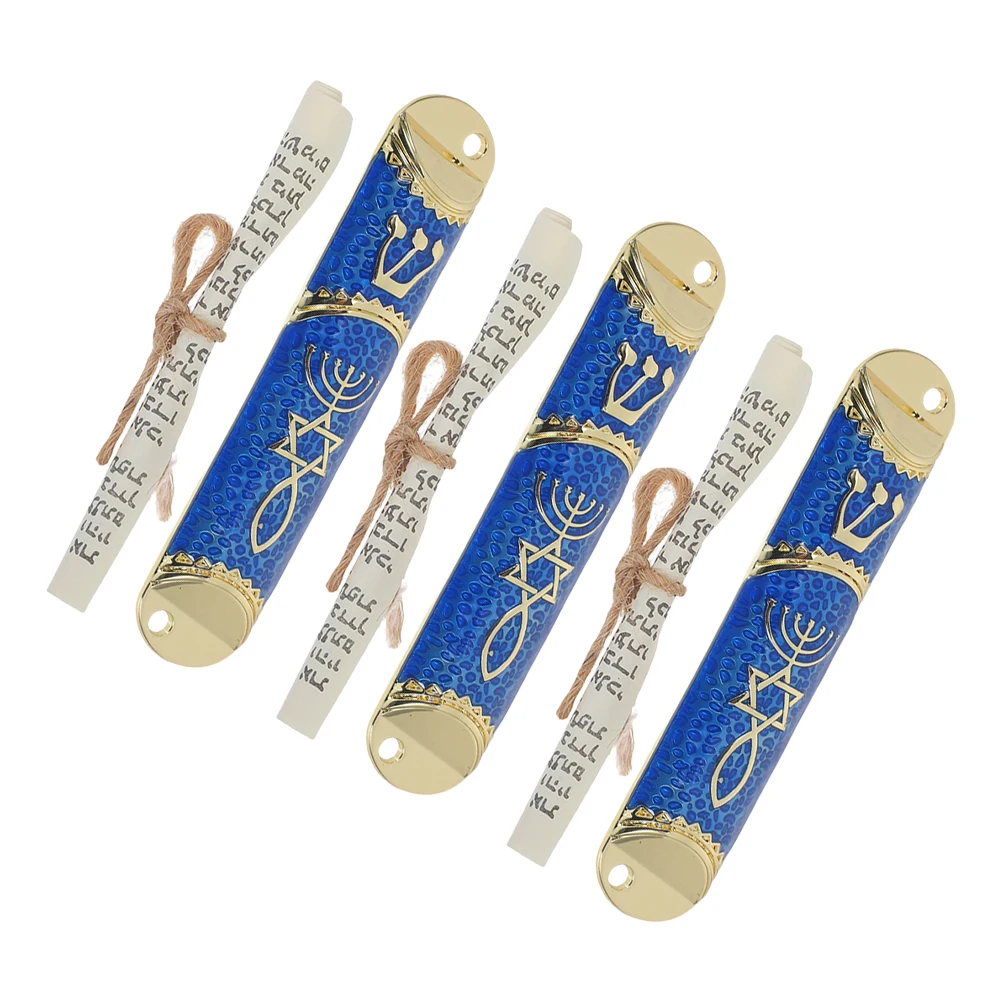 

3 Sets 4.1Inch Metal Mezuzah Cases With Scrolls Hebrew Wall Decor For Door Frames Fade Resistant Blessing Mezuzah For Jewish