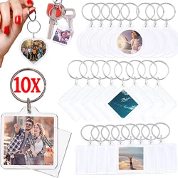 Acrylic Transparent Photo Frame Keychain Creative Couple DIY Insert Photoes Storage Box Split Type Keyring Friendship Gifts