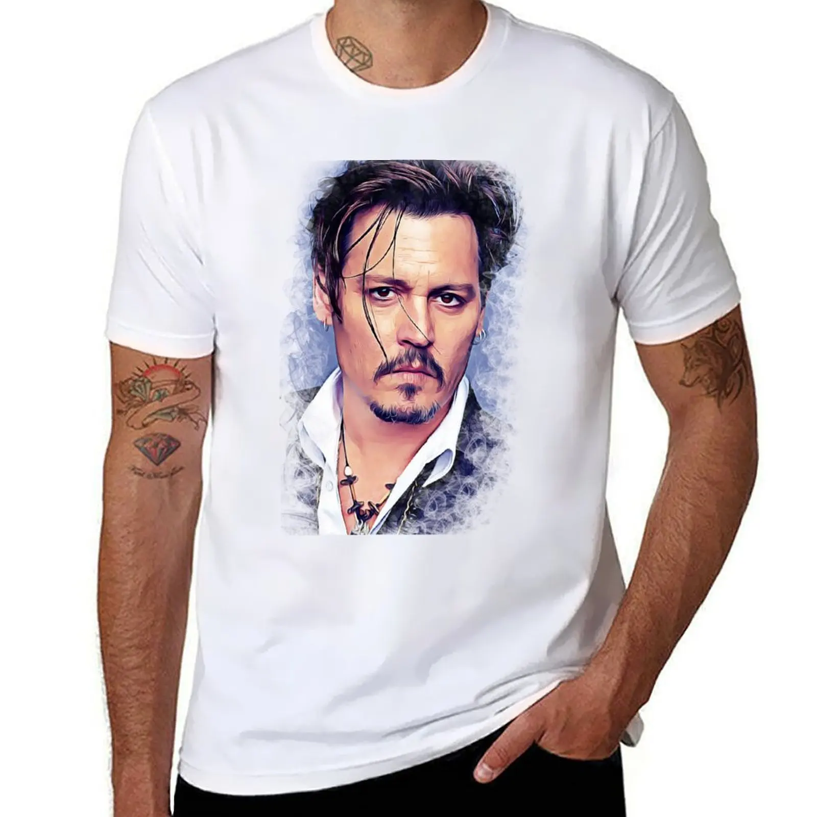 

Johnny Depp Wallpaper Art Painting T-Shirt printed t shirts for man t shirts with prints T-Shirt