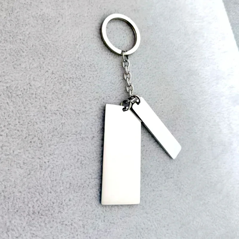 5 pcs of 304 stainless steel keychains, mirror polished stainless steel stamped blank keychains DIY carved nameplates