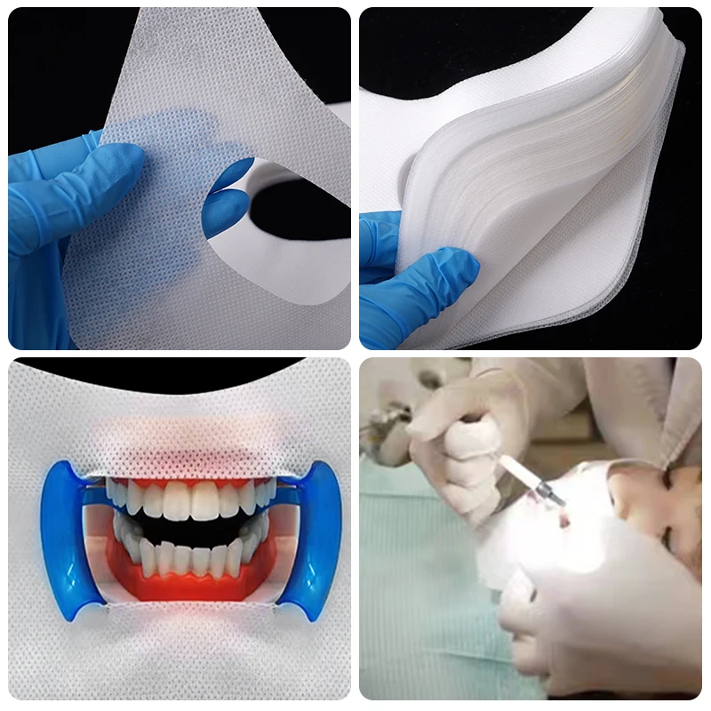 50pcs Dental Oral Cavity Cotton Cloth Towel Face Gauze Dental Face Mouth Mask Dental Cloth Saliva Pad