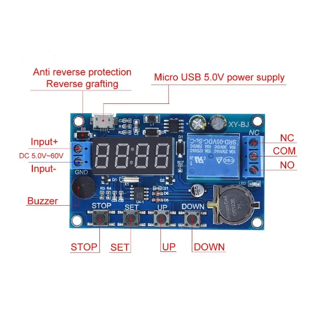 Hongtai Shengye Real-Time Relay Module Timing Synchronization with clock/time control/delay 24H timing 5 time slots DC 5V-60V