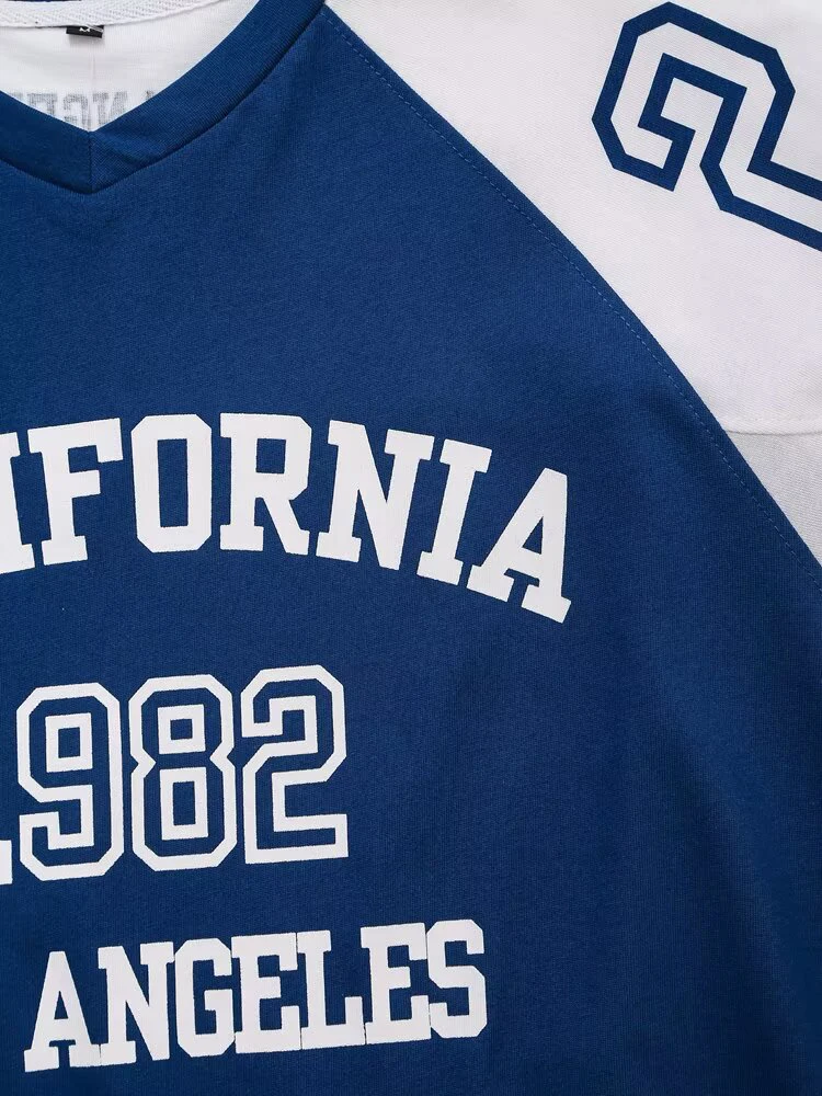 Новые летние поступления, женская свободная спортивная футболка с короткими рукавами и принтом в американском стиле ретро, повседневный комплект с шортами