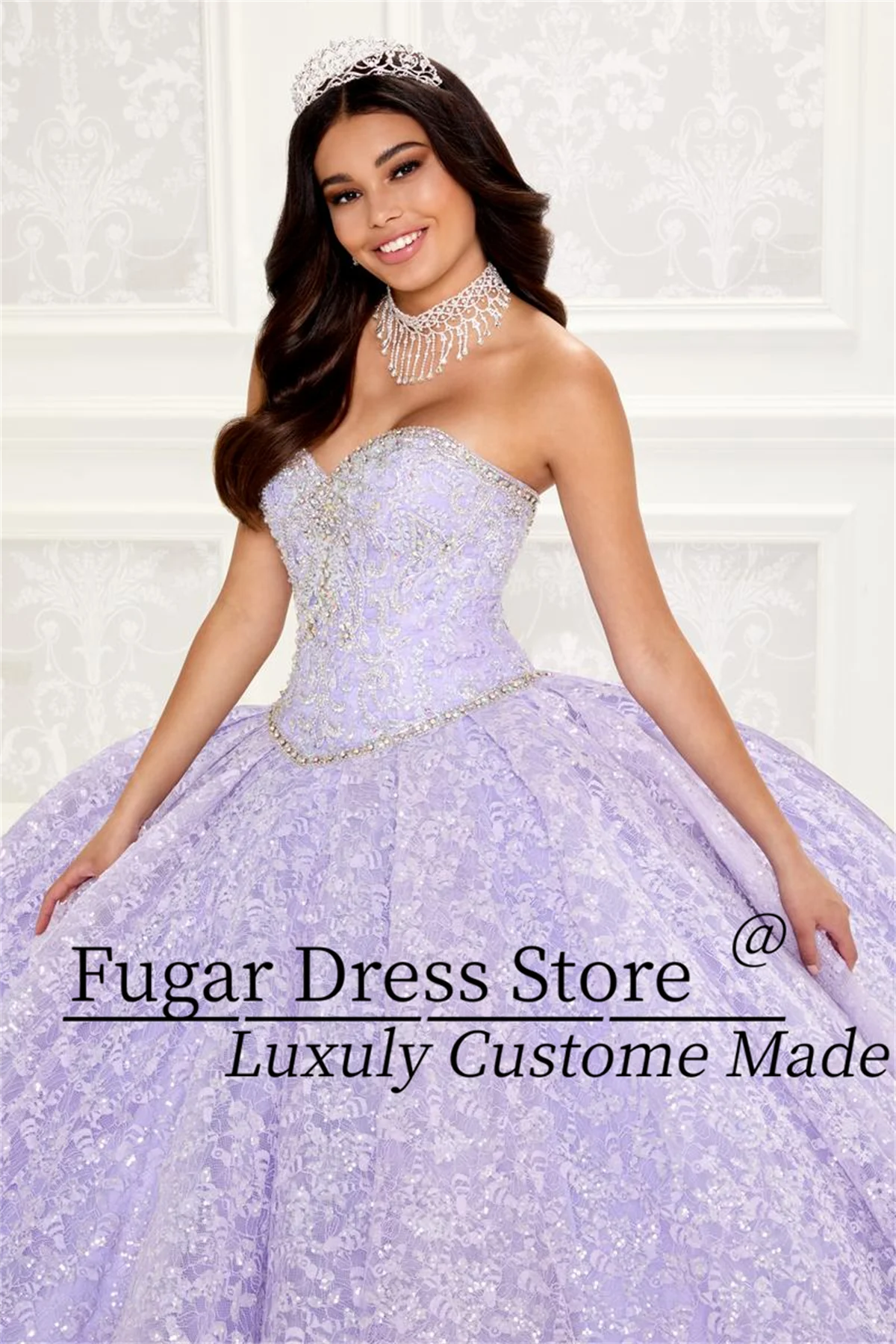 Customized Fashion Quinceanera Dresses Sweetheart collar Embroidered lace Beaded corset Back bow decoration vestidos para niñas