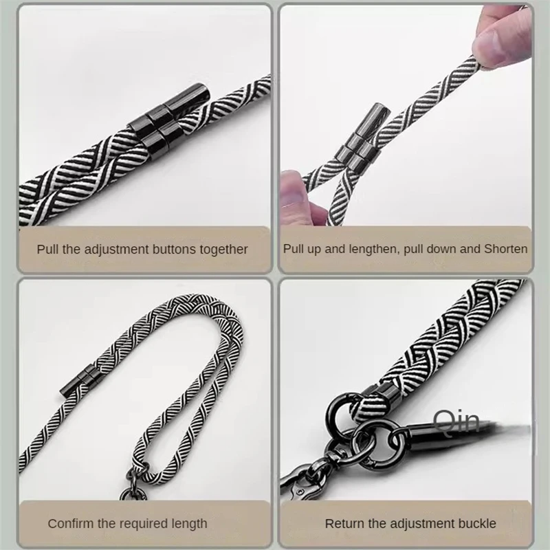 150cm*7mm  Adjustable Mobile Phone Lanyard Strap Anti-lost Phone Hanging Rope Neck Straps Outdoors Stable Lanyards Chain Patch