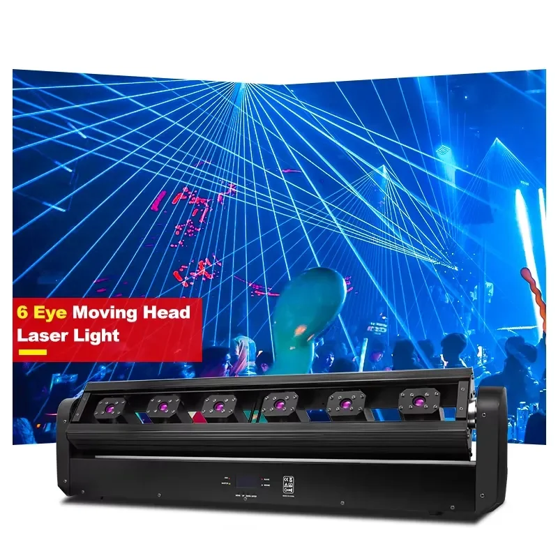 SHTX High Power 6 Eye Moving Head Laser Light DMX Control Suitable for KTV DJ Disco Nightclub RGB Full Color Strip Laser