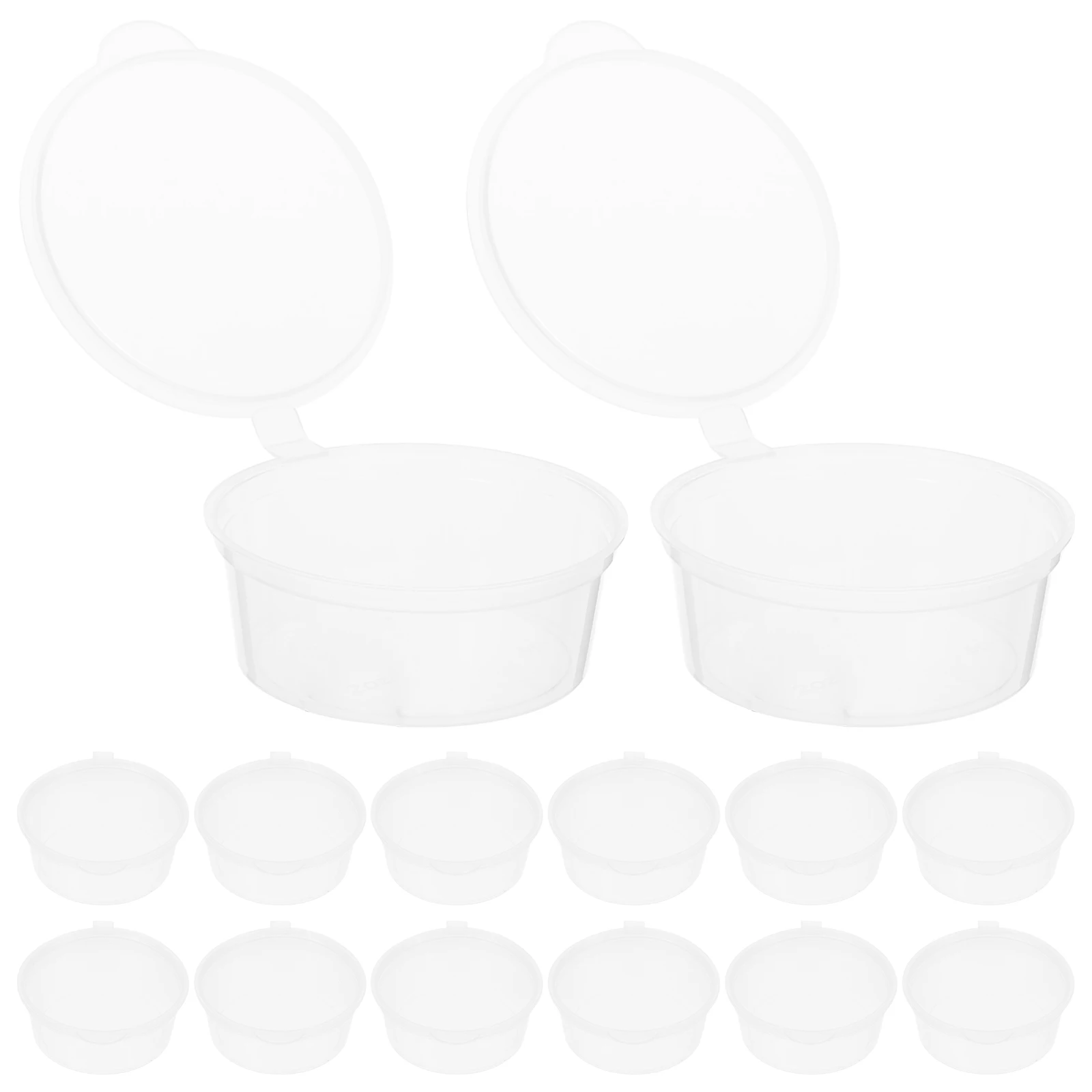 

50pcs Seasoning Disposable Sauce Containers Round Dressing Boxes Transparent Plastic Cups Meal Prep Dipping Sauces Portion