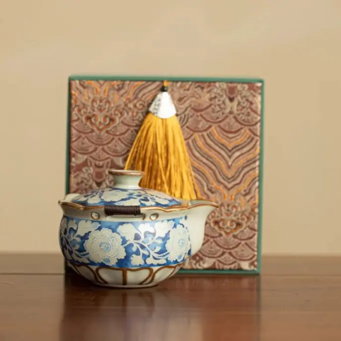 The Second Is Replica The Song Ru Kiln And Yuan Blue-And-White Porcelain With Lid Hand-Held Teapot For Brewing Tea Part Of