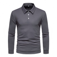 2024 foreign trade new men's plus size polo double-sided bead solid color long sleeved spring and autumn men's polo