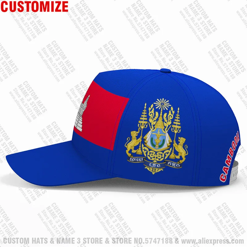 Cambodia Baseball Cap Custom Name Number Team Logo Kh Hats Khm Country Travel Khmer Cambodian Kingdom Nation Flag Photo Headgear