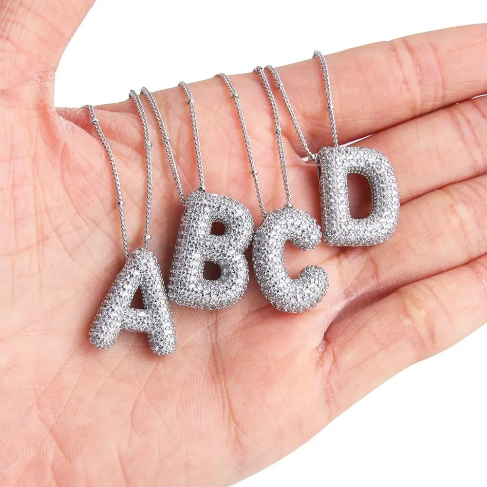

Fashion Silver Color Letter Pendant Necklace Rhinestones Stain Steel Silver Zircon Necklace Clavicle Chain Women Choker Gift