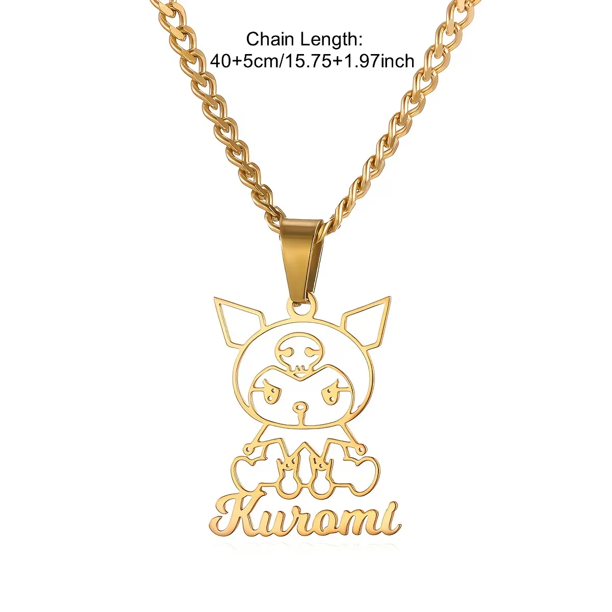 Personalized Kuromi Name Necklace For Women Men Birthday Custom Anime Jewelry Stainless Steel Cuban Chain Girls Gift Fashion view 6