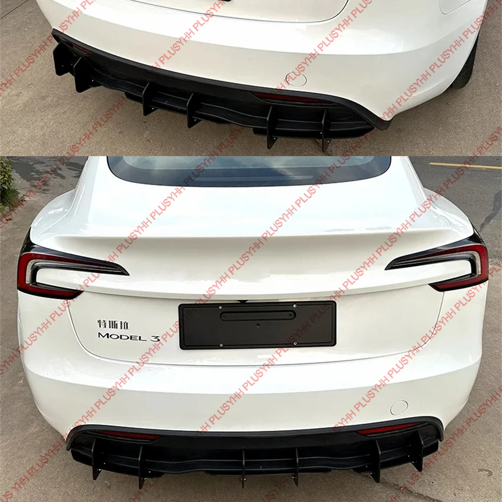 Tesla ModelY 20-24 Model3 23-25 ​​액세서리 자동차 바디 키트 자동 외장 부품 용 후면 범퍼 디퓨저 스포일러 블레이드 윈드 나이프 썸네일 5