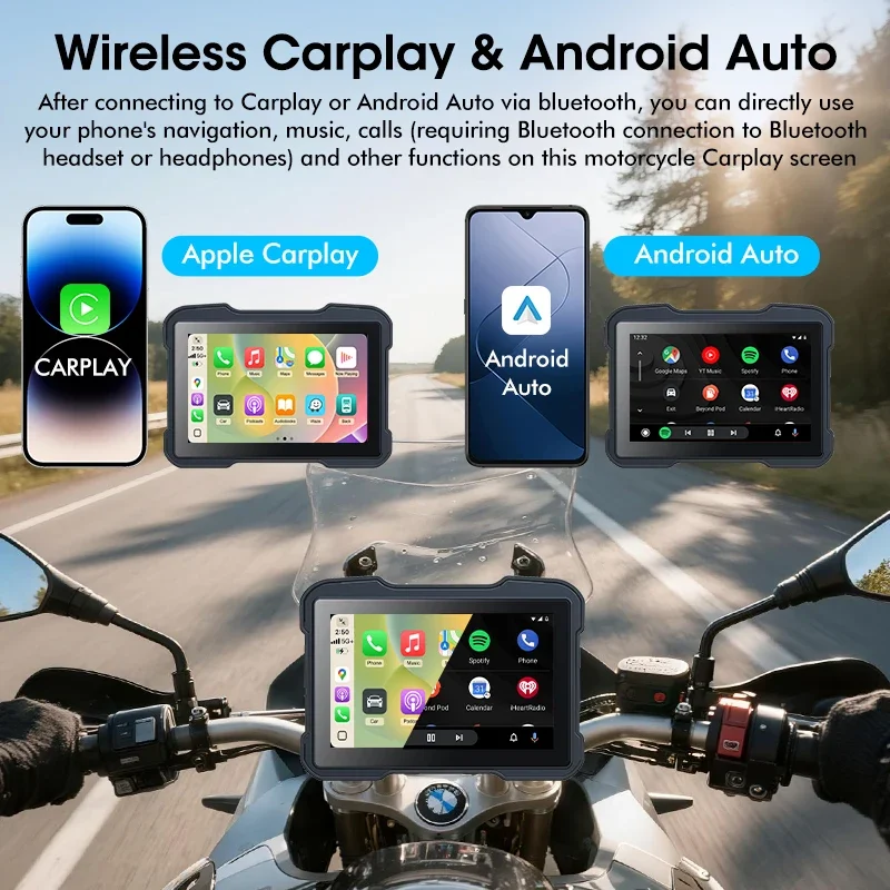 راديو دراجة نارية Srnubi مقاس 5 بوصات لسيارات BMW R1200GS/ R1250GS/ R1300GS /S1000XR ملاحة GPS CarPlay Android ستيريو تلقائي للدراجات النارية