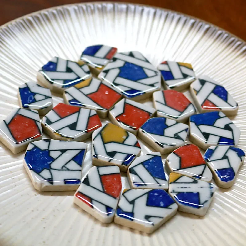 100g Oval Ceramic Mosaic Tiles Multi Color Mosaic Piece DIY Mosaic Making Stones for Craft Hobby Arts Home Wall Decoration arte